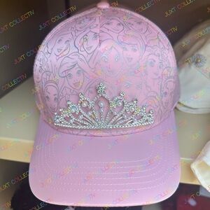 Disney Parks Disneyland Princess Rhinestone Pearl Tiara Pink Baseball Cap Hat